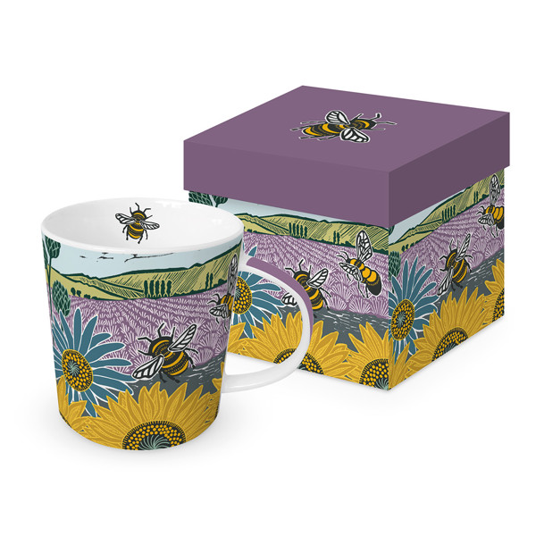 Bild von Lavender & Sunflowers Porzellanbecher mit Geschenkkarton